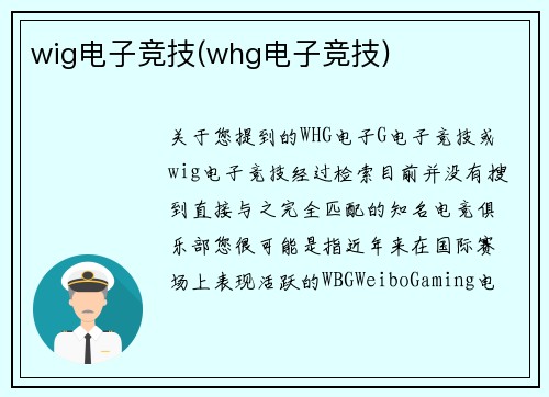 wig电子竞技(whg电子竞技)